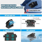 EWAY 2 Magnetic Wireless Backup Cameras HD1080P w/ 5" Split Screen Monitor Portable No Wiring Trailer Hitch IR Night Vision Rear View Camera for Truck Pickup RV Camper 5th Wheel Boat Horse Trailer