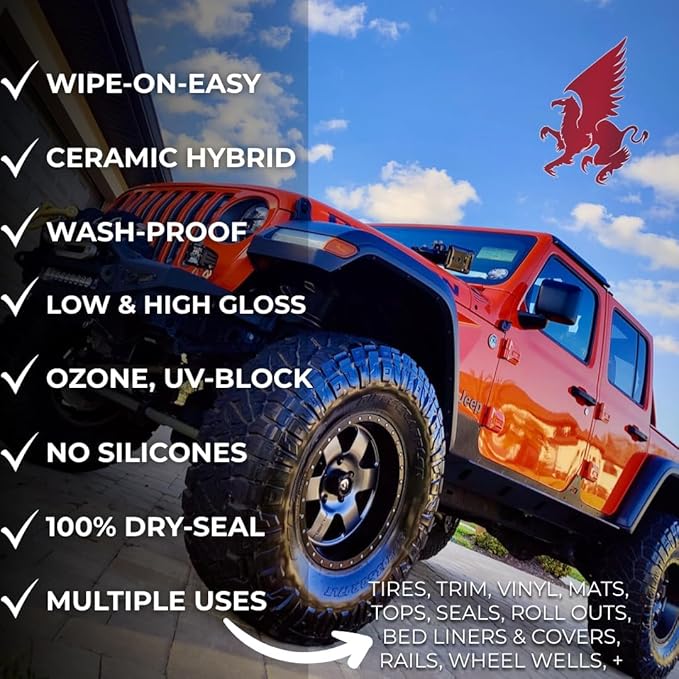 RENEW PROTECT - SATN - Real Restoration & True Protection, Dry-Seal Protectant for Tire & Trim, Low- Mid Shine, Mats - RV- Motorcycle-Safe, Acrylic Ceramic-Hybrid Protectant, Wash-Proof, 5 min 16oz
