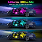 Yilaie Car Lights Interior, Multcolor RGB Interior Lights with APP Control and Music Sync, USB Under Dash Lighting Kit with Charger Dc 5v, Car Accessories for Women