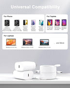 Type C Charger Fast Charging, 2Pack [10FT&6FT] Long USB C Cable with 25W Phone Super Fast Charger Block Compatible with Galaxy S25/S24/Plus/Ultra,iPhone 15/16/17/Air/Plus/Pro Max