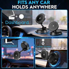 Magnetic Car Phone Holder for MagSafe, 15W Wireless Charging, 360° Adjustable Dashboard Mount, Compatible with iPhone 12-17 & Android (Black)