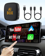 Wireless CarPlay Adapter, 2025 Upgraded 5-in-1 Apple CarPlay Wireless and Android Auto Adapter Support Netflix/YouTube/TF Card, Magic Car Play Ai Box for Cars from 2016 & iPhone iOS10+ Android