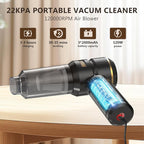 Cordless Handheld Car Vacuum, 22000Pa Strong Suction with Brushless Motor, HEPA Filter, Bonus Washable Metal Filter, 4-in-1 Kit with Air Blower, Type-C Rechargeable for Car Pet Home (Black)