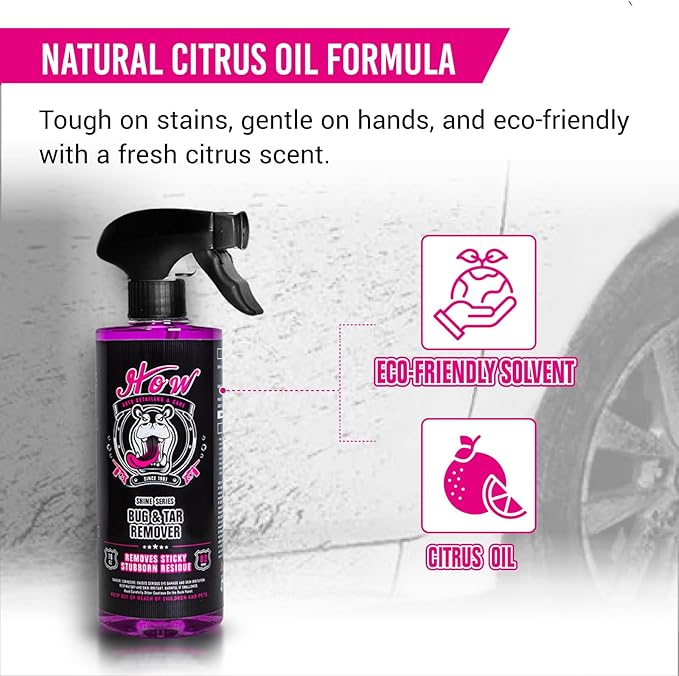 H.O.W SHINE SERIES Bug & Tar Remover｜Powerful Exterior Cleaner Spray｜Safe on Paint｜Car Wash Soap for Grime, Tree Sap, Adhesive Stains, Stickers, and More (16 oz)