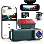 Dash Cam Front and Rear, 4K+1080P Dash Camera for Cars, 7Track Dual Car Camera with WiFi/APP Control, 64GB Card, 3.19" IPS Screen, WiFi, HDR, Night Vision, Parking Mode, Loop Recording