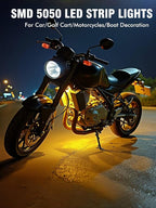 8 Pcs Car Led Light Strip IP67 Waterproof 11" Flexible Led Lights Underglow 12V for Car Motorcycle Boat Golf Cart Interior Exterior Decoration - Amber