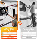 LAANPOLE 12FT Car Wash Brush with Long Handle, Car Cleaning Brush with 12 Inch Soft Bristle and Soap Dispenser, Solar Panels Cleaner with Telescoping Pole for RV, Truck, Boat, House Siding, Orange