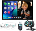 OTTOCAST Cabin Care Adapter 2026,2-in-1 Baby Car Camera & Wireless CarPlay Adapter-No Extra Screen Needed,1080P Car Baby Monitor for No-Glow Night Vision,150°Wide Angle,Plug&Play(No Android Support)