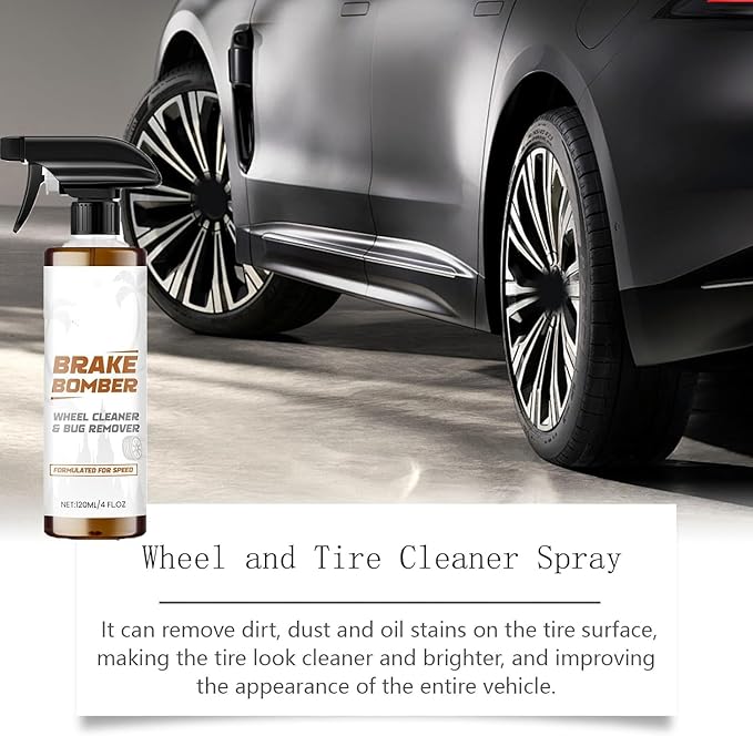 Powerful Wheel and Tire Cleaner Spray, Brake Bomber 3.0 Dust Remover Wheel Cleaner, Car Tire Shine Spray & Rim Cleaner, All Purpose Heavy Duty Cleaning for Painted Wheels Chrome (1PCS)