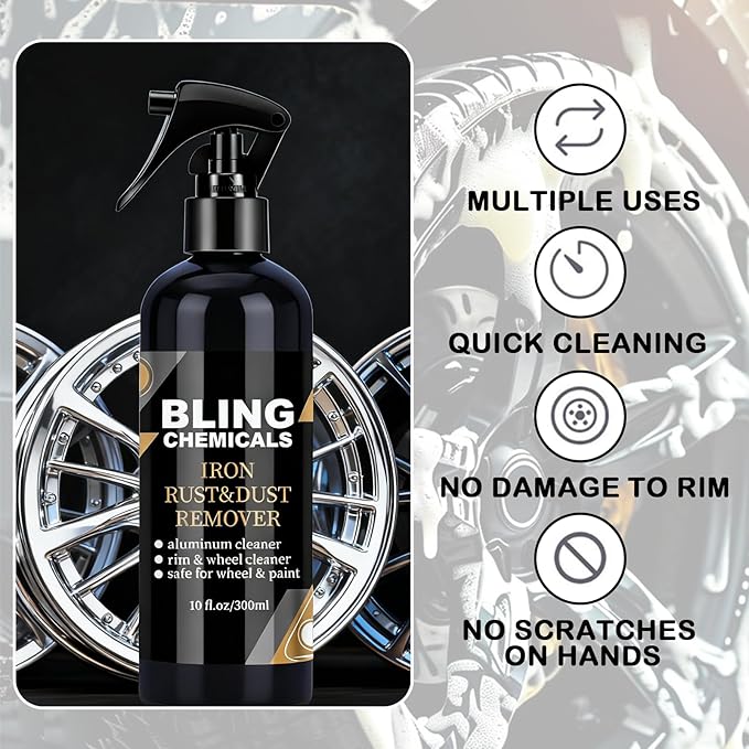 Wheel Cleaner, Aluminum Cleaner, Rim & Wheel Cleaner Spray, Removes Brake Dust & Grime, Brake Dust, Non-Acidic Tire Cleaner, Purple Color Changing, 10 fl oz (1PCS)