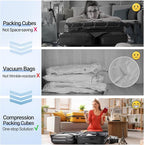 6 Set Compression Packing Cubes for Travel Essentials,Compressible Expandable Packing Cubes for Suitcase,OlarHike Luggage Organizer Bags for Travel,Handy Helper for Organizing Clothes(Black)
