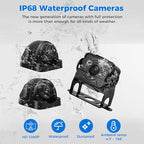3 Camera Wired Backup Camera System Dash Cam for Truck/RV/Trailer/Bus/Tractor 10.1" Touch Monitor Loop Recording Split Screen 1080P Rear View & 2 Side View Camera Night Vision IP68 Back up Camera