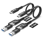 2-in-1 Android Auto USB C Cable 1.5ft[2Pack], USB-C 240W Fast Charging 10Gbps Superspeed Data Transfer Cable, Compatible with iPhone 16 15 Pro Max, Galaxy S23, Pixel 9 Pro XL