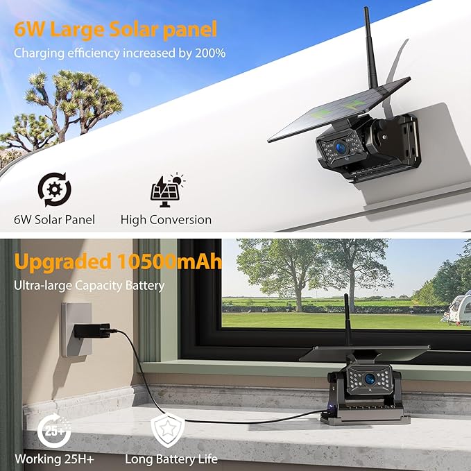 Dual RV Magnetic Wireless Backup Camera 7" HD 1080P Reverse Camera with Long Battery Life Rechargeable, Night Vision, IP69 Waterproof Back Up Camera for Cars Hitching Gooseneck Horse Trailer(CT7-2)