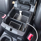 TACOBRO Center Console Organizer Compatible with Jeep Wrangler JL & JLU 2018 2019-2024 2025 2026 Accessories, Gladiator JT Truck 2020 2021 2022 2023-2026 Insert Tray Armrest Storage Box, White