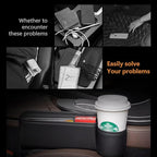Pack-1 Car Organizers Storage Box, Car Seat Gap Filler with Cup Holder, Leather Center Console Side Storage Box, Universal for Most Cars, Trucks, Vans (Black), YUMCWH2408BL-1PC