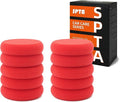 Foam Applicator Pads, SPTA 4 Inch Round Shape Side Pressing Hand Polishing Red Sponge Pads Kit Detailing Buffing Pads for Waxing Polishing Paint Ceramic Glass Cleaning, Pack of 10 -HPWR10
