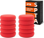 Foam Applicator Pads, SPTA 4 Inch Round Shape Side Pressing Hand Polishing Red Sponge Pads Kit Detailing Buffing Pads for Waxing Polishing Paint Ceramic Glass Cleaning, Pack of 10 -HPWR10