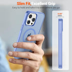 SUPFINE Magnetic for iPhone 15 Pro Max Case (Compatible with MagSafe) (Military Grade Drop Protection) Translucent Matte Shockproof Phone Cover,Blue Purple