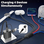 Cruise Essentials 4 in 2 Charging Cable for iPhone Watch Charger/iPhone 17/IP/Micro, Travel Multi Charging Cable Cord Compatible for iWatch Ultra/SE/10-1, iPhone16-6, Android, Car Accessories