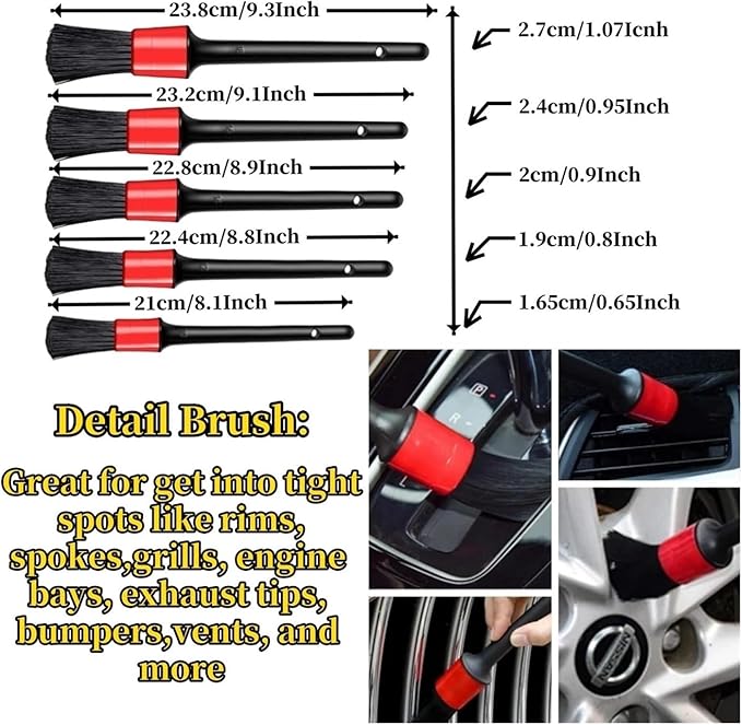 Multifunctional Tire Wheel Detailing Brush Set - Easy Car Wash Tools for Rims and Tires(Small Brush Set)