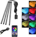 Car Led Interior Lights, RGB 72 LED Multicolor Auto Strip Light with Sound Active Function and APP Control, Under Dash Smart Lighting Kit with Charger, Car Accessories (USB)