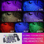 Car Interior Ambient Lights,4Pcs 12LED USB Plug-in RGB Multicolor Star Atmosphere Lights for Car Carpets Under Dash LED Accent Lighting Kit with Sound Active and Remote Control DC 5V