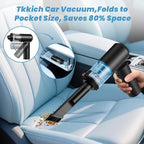 Car Vacuum Portable Cordless,90°Foldable 4in1 Vac V2 Handheld Vacuums Cleaner Brushless Motor High Power 17000PA Compressed Air Dusters Cordless Vacuum Cleaners for Car Home Office Pet