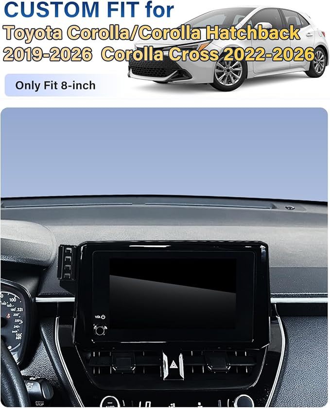 Phone Mount for Toyota Corolla/Corolla Hatchback 2019-2026/ Corolla Cross 2022-2026 Accessories 8-Inch Screen, Car Phone Holder Compatible with MagSafe, Strong Magnets Fast Wireless Charger Base