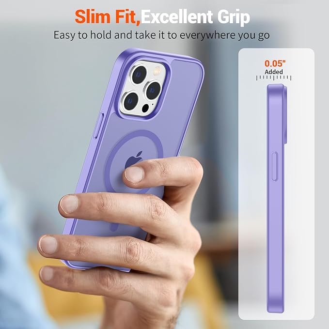 SUPFINE Magnetic for iPhone 12 Pro Max Case (Compatible with MagSafe) (Military Grade Drop Protection) Slim Translucent Matte Shockproof with Anti-Fingerprint Phone Case,Purple