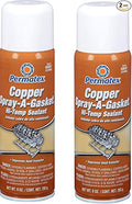 Permatex 80697 Copper Spray-A-Gasket Hi-Temp Adhesive Sealant, 9 oz. net Aerosol Can 2 Pack (2) 2