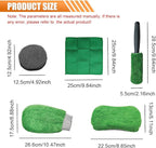 Craedli 9PCS Car Wash Detailing Tool Kit, Car Wash Mitt, Microfiber Cloths, Cleaning Sponge, Wheel Brush, Wax Applicator Pad, Universal Auto Interior & Exterior Cleaning Supplies (Green)
