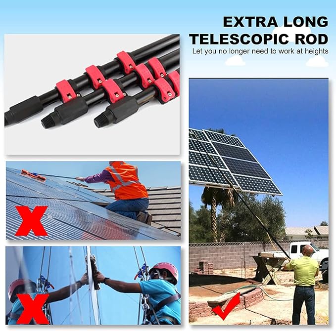 Telescopic Rod Cleaning Brush,Photovoltaic Panel Cleaning Brush,Washing Set Equipment Extension Pole Cleaning for Trucks Windows,5.4M (5.4M)