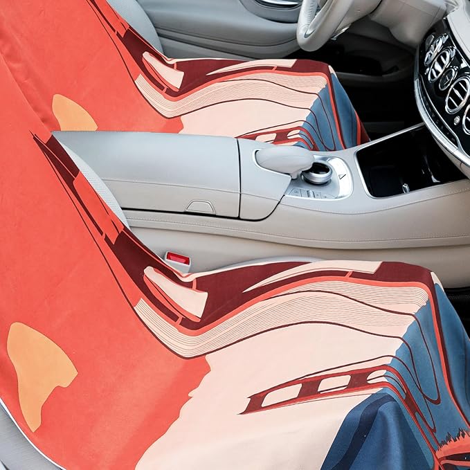 Hahafelt 2 Pack Car Seat Towel Covers with Storage Bag, 63 x 32 Inch Universal Non Slip Waterproof Sweat Protector for Car Truck, Gym Swimming Running, Machine Washable (Golden Gate Bridge)