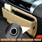 Ziciner Car Seat Gap Organizer, Premium Leather Auto Seat Storage Box, Vehicle Adjustable Front Seat Gap Filler, Car Seat Side Pocket Organizer for Phones, Glasses, Keys, Money, Cards (Beige)