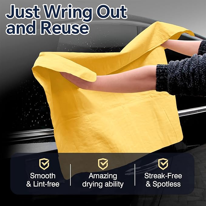ARTIPOLY Premium Extra Large Shammy Cloth for Car Drying (34”x25”)-Super Absorbent XL Chamois Towel for Car-Reusable Shammy Towel for Car, Bathroom,Pets, Dust Remove, No Spots/Streak/Scratch