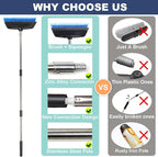 52" Car Wash Brush with Long Handle | Built-in Rubber Squeegee & Rubber Bumper | Lightweight extendable Handle | Soft Bristle Brush for Car, RV, Boat, Solar Panel, Deck Washing