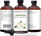 Majestic Pure Essential Oil with Glass Dropper - 100% Pure and Natural - Essential Oils for Diffuser, Aromatherapy, Soap and Candle Making, Jasmine Essential Oil, Jasmine Oil, 4 Fl Oz (Pack of 2)