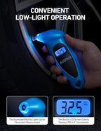 AstroAI Digital Tire Pressure Gauge 0-150PSI Calibrated to ANSI B40.7 +/-1PSI, Accurate in 0.1 Increments, Tire Repair Tools 4 Pressure Measurements for Car Truck with Backlight LCD, Blue
