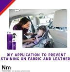 NANOMAN Protect Car Seats from Spills & Stains Fabric & Upholstery Protector Spray (250ml) – Invisible Waterproof Coating for Car Seats, Carpets & Interior Fabric – Easy DIY One-Coat Application