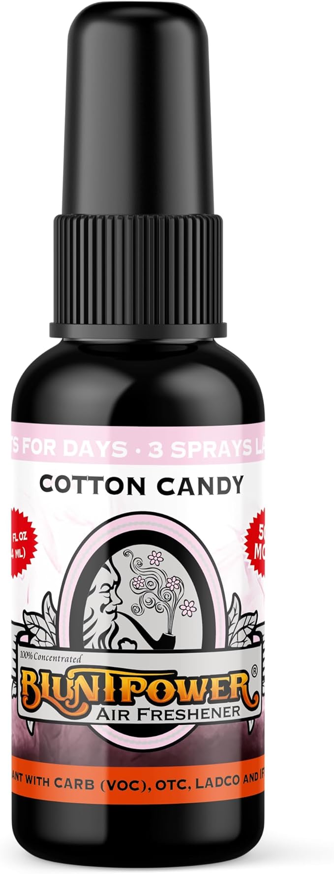 BluntPower (Cotton Candy, 3 Pack) Concentrated Air Freshener - Premium Oil Based Air Freshener Spray For Home and Car - Long-Lasting Bathroom Spray, Car Freshener, & Odor Eliminator Spray