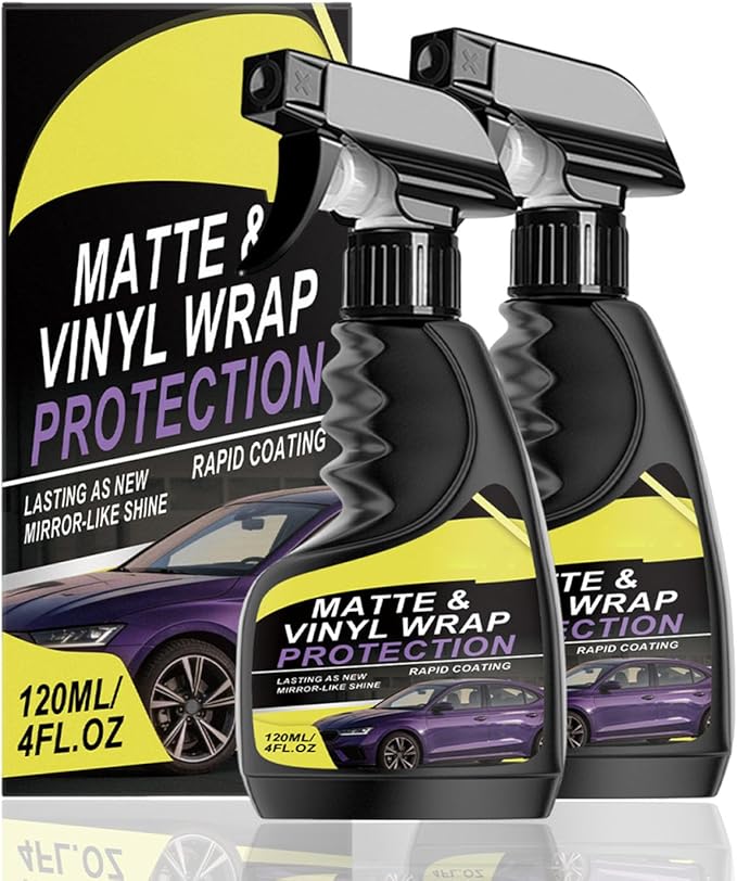 Matte & Vinyl Wrap Protection Spray, Vinyl Cleaner Protectant Spray, Matte Finish Detailer and Spray Sealant for Boats, Cars, Trucks & SUVs (2PCS)