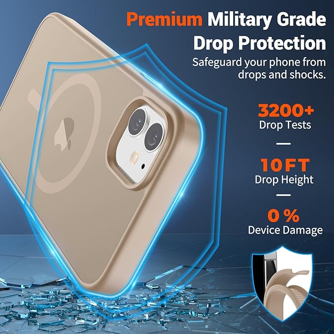 SUPFINE Magnetic for iPhone 12 Case/iPhone 12 Pro Case (Compatible with MagSafe)(Military Grade Drop Protection) Slim Translucent Matte with Anti-Fingerprint Phone Case,Desert Gold