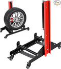 Rolling Wheel Detailing Stand Heavy-Duty Tire Cleaning Stand with 3 Rotating Rollers & Lockable Casters, Ergonomic Tire Wash Stand for Wheel Washing, Polishing, Ceramic Coating, Tire Shine