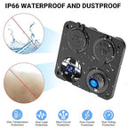 12V USB Outlet Socket Panel: (4 in 1) 58W Dual PD3.0 USB C 12V USB Charger 150W Marine Cigarette Lighter Socket 12v Splitter with Voltmeter Digital Display and Waterproof Rocker Toggle Switch 15A Fuse