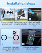 PZK Car Phone Mount for Mazda CX-30 CX30 2019-2022 2023 2024 2025 Accessories Custom Air Vent Car Phone Mount Magnetic 15W Fast Wireless Charger Hands Free 360° Rotation Phone Automobile Cradles