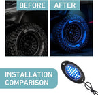 4 PCS LED Rock Lights Kits, Super Bright Ambient Underglow Lights, Waterproof LED Rock Light Kit, Universal Undercar Light for Pickup Off Road RZR SUV ATV UTV Car (Ice Blue)