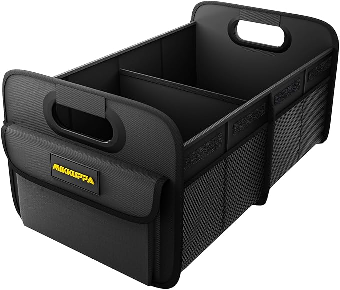 MIKKUPPA Car Trunk Organizer - 70L Collapsible Trunk Organizer for Groceries, Car Storage Organizers for SUV Auto Truck Van with Non Slip Bottom (Black)