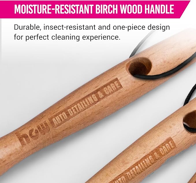 H.O.W Detailing Brush Set Ultra Soft Boars Hair Detailing Brushes 3 Pack, Detail Automotive Interior or Exterior, get Professional Results with Proper Detail Brushes Car Detailing