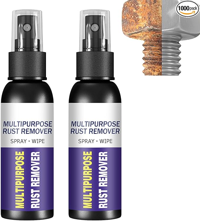 Multipurpose Rust Remover Spray, Rust Stain Powder Eraser for Cast Iron, Treatment for Metal, Iron Remover Car Detailing, Car Maintenance Cleaning Dissolver (2)